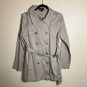 Zenana Outfitters Beige Double-Breasted Trench Coat